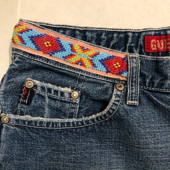 Guess High Rise Bohemian Beaded Festival Jean Shorts Sz. 30 - Picture 3 of 6